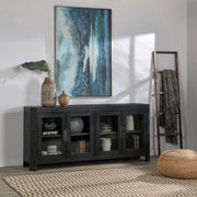 Macarthur - Reclaimed Oak 4 Door Cabinet - Aged Black - R&R Furniture Gallery (Fountain Valley, CA)