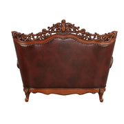 Eustoma - Loveseat - Cherry Top Grain Leather Match & Walnut - R&R Furniture Gallery (Fountain Valley, CA)