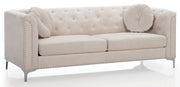 Contemporary Glory Furniture Pompano stationary sofa with plush cushions and modern design in neutral fabric.
