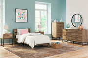Deanlow Panel Bedroom Set by Signature Design Ashley, 3-piece bedroom furniture includes a bed frame and matching nightstands in a modern style.