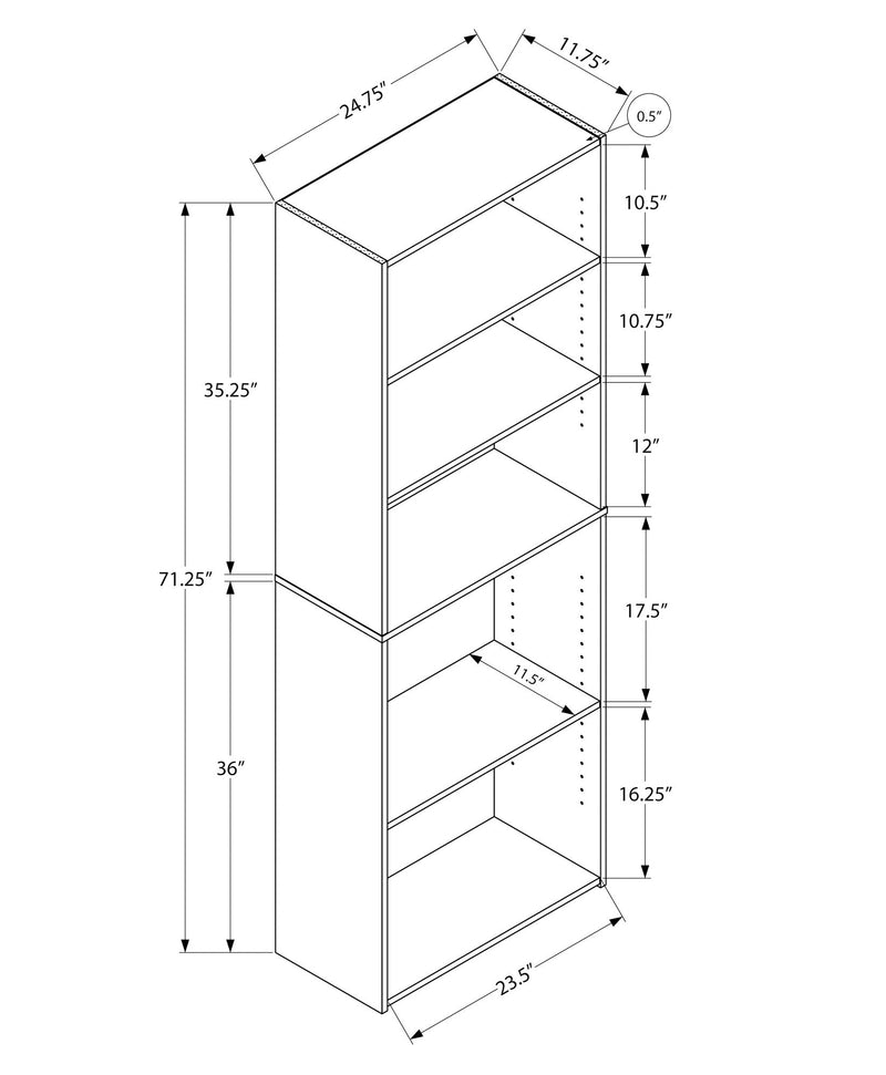 Bookshelf, Bookcase, 6 Tier, For Office, Transitional - R&R Furniture Gallery (Fountain Valley, CA)
