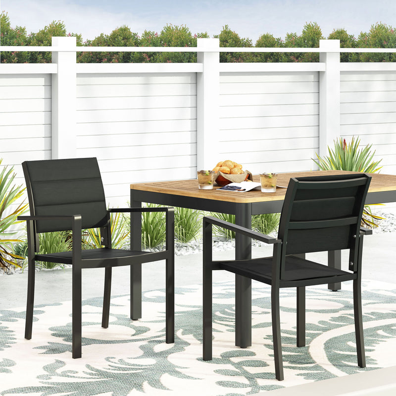 Baird - Outdoor Mesh And Aluminum Dining Chairs - Black - R&R Furniture Gallery (Fountain Valley, CA)