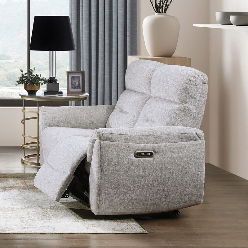 Eastre - Power Motion Loveseat With USB Port - Beige Chenille - R&R Furniture Gallery (Fountain Valley, CA)