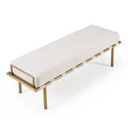 Hathaway - Modern Beige Fabric + Antique Brass Dining Bench — view 4