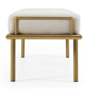 Hathaway - Modern Beige Fabric + Antique Brass Dining Bench — view 3
