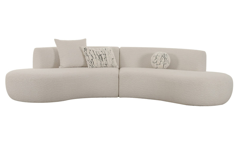 Weldon - Modern Off-White Fabric Curved Sectional Sofa — view 3