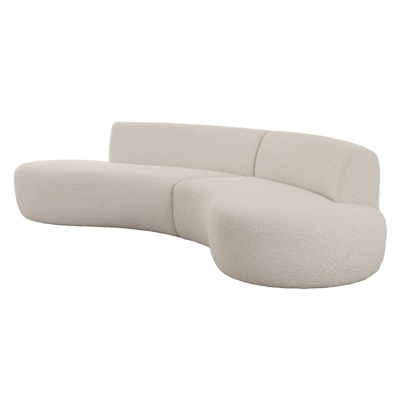 Weldon - Modern Off-White Fabric Curved Sectional Sofa — view 2