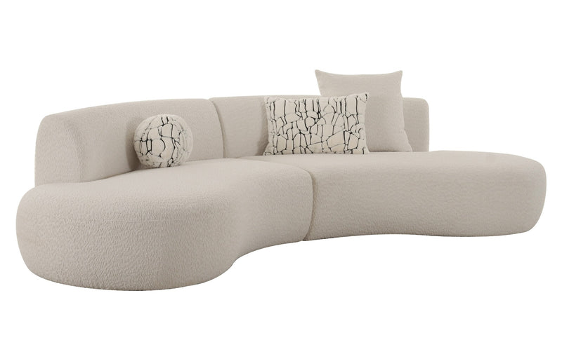 Weldon - Modern Off-White Fabric Curved Sectional Sofa — view 4