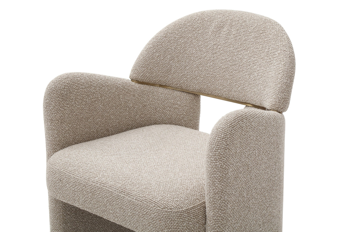 Ashley - Modern Beige Fabric + Brushed Brass Dining Chair — view 4