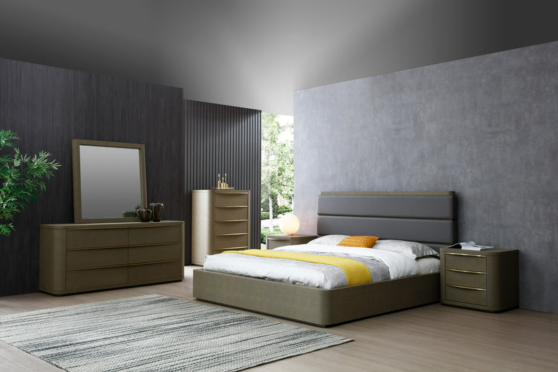 Lois - Modern Beige Shagreen + Brass Chest