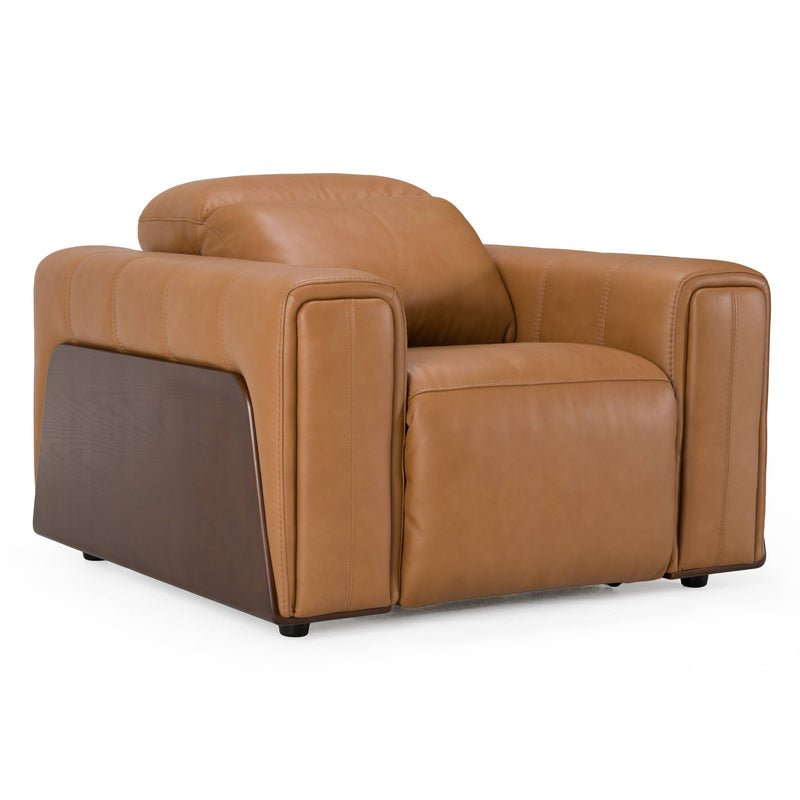 Sandstone - Modern Brown Leather Sofa Set w/ Electric Recliners — view 5