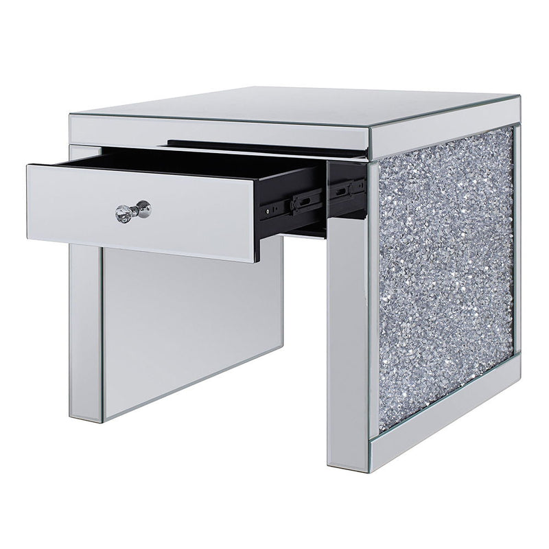 Noralie - 24" Square End Table - Mirrored & Faux Diamonds - R&R Furniture Gallery (Fountain Valley, CA)