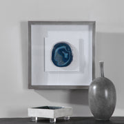 Uttermost Kalia Stone Shadow Box wall decor featuring a blue textured stone design for modern interior decoration.