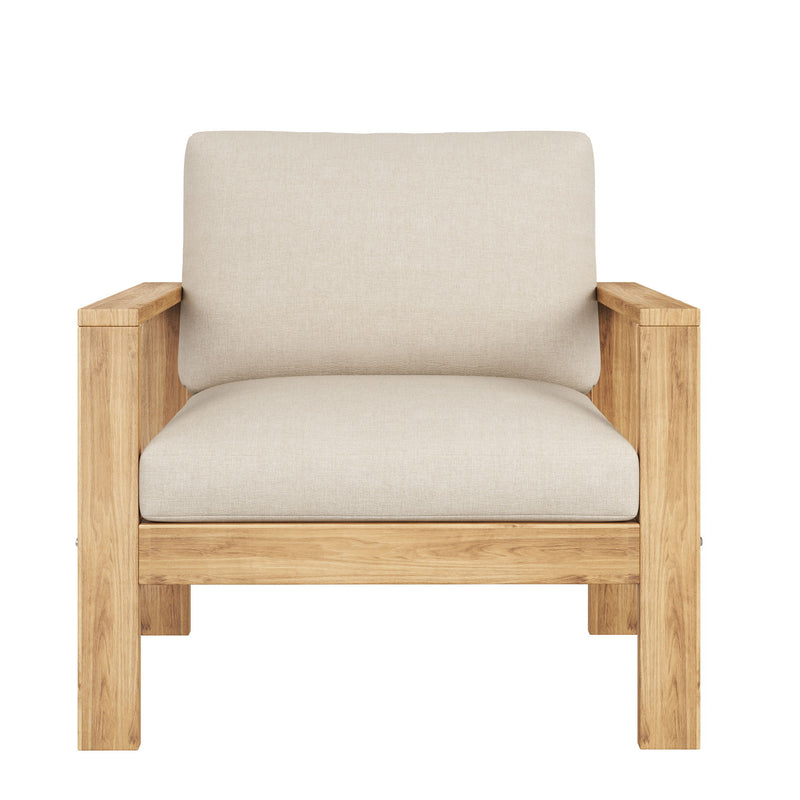 Outdoor 4 Pieces Acacia Sectional Patio Sofa Set - Light Gray / Teak - R&R Furniture Gallery (Fountain Valley, CA)