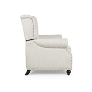 Noble House Welch contemporary tufted pushback recliner with plush upholstery and modern design, shown in a living room setting.