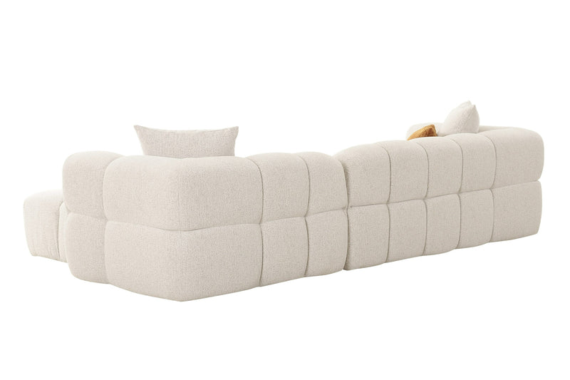 Freya - Modern Beige Fabric Sectional Sofa w/ Console — view 2