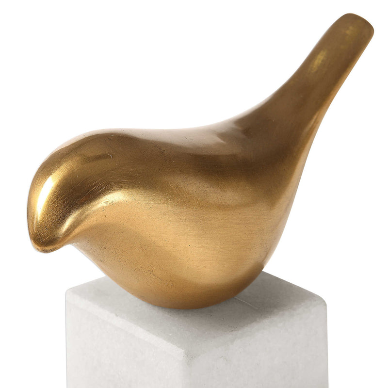 Brass Songbirds sculpture by Uttermost, detailed figurine featuring a pair of songbirds perched together, decorative home decor piece.