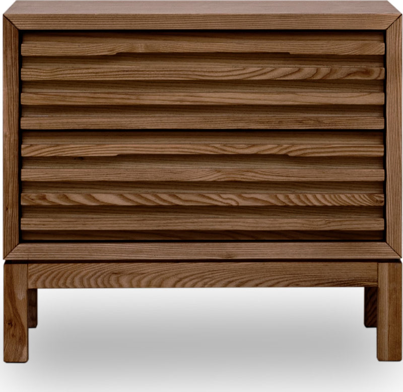 Tanner Two Drawer Ash Wood Nightstand in Roux