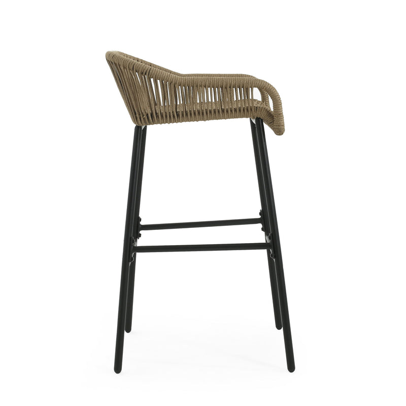 La Push - Outdoor Rope Barstool (Set of 2) - Black / Brown - R&R Furniture Gallery (Fountain Valley, CA)