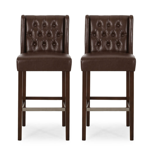 Solstara - Upholstered Dining Barstool With Button Tufted And Wing Back - R&R Furniture Gallery (Fountain Valley, CA)