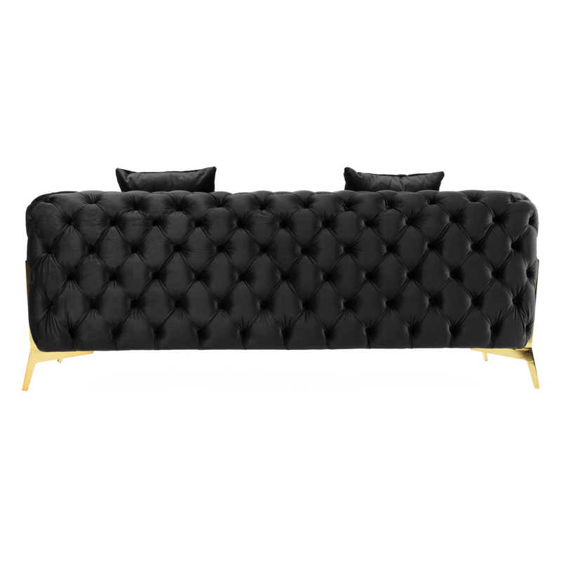Clarice - Transitional Black Velvet Loveseat — view 5