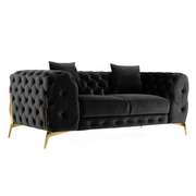 Clarice - Transitional Black Velvet Loveseat — view 4