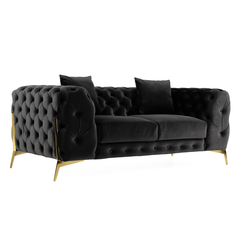 Clarice - Transitional Black Velvet Sofa Set — view 4