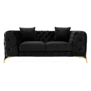Clarice - Transitional Black Velvet Loveseat — view 3