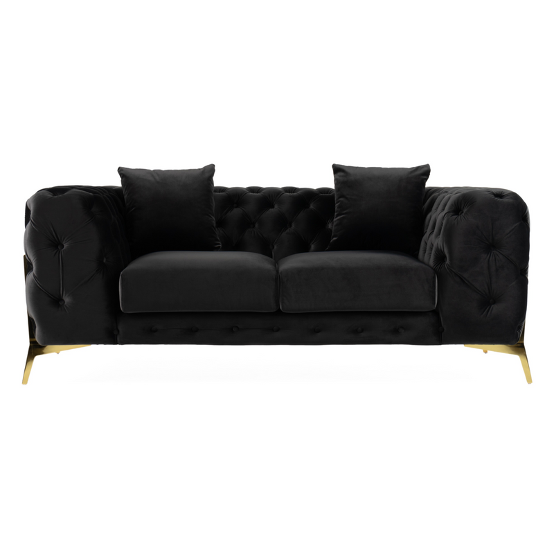Clarice - Transitional Black Velvet Loveseat — view 3