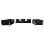 Clarice - Transitional Black Velvet Sofa Set