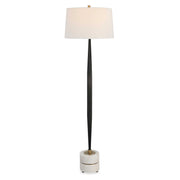 Uttermost Miraz black floor lamp with sleek modern design and a tall standing silhouette, perfect for contemporary living spaces.