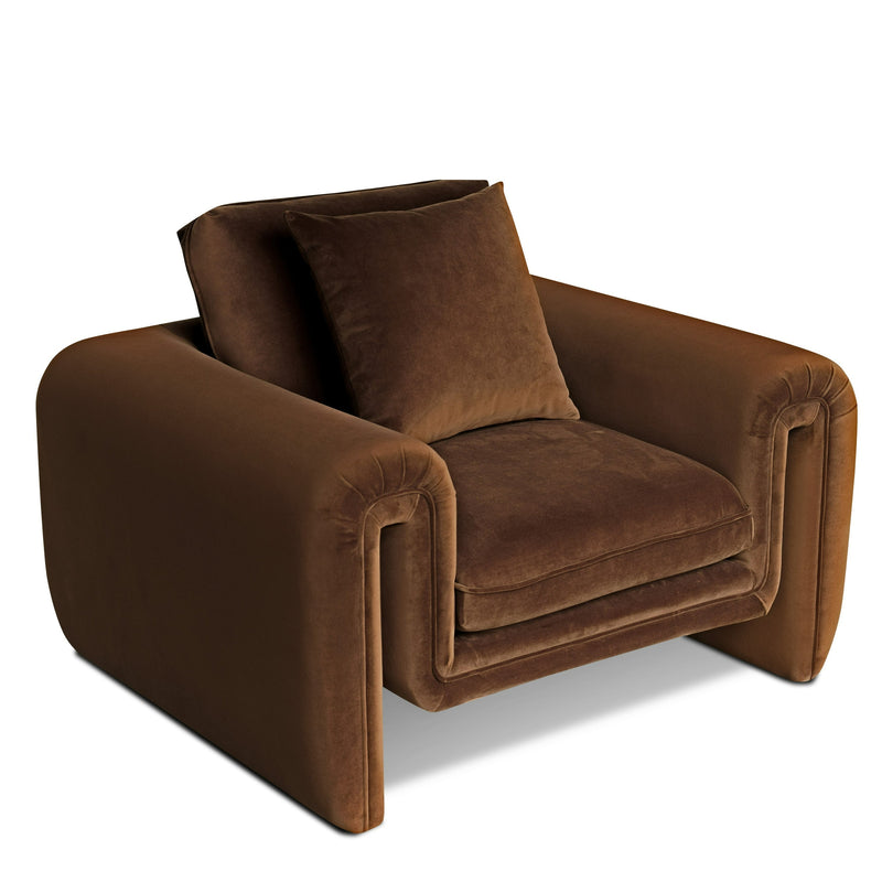Bentley - Modern Brown Velvet Sofa Set — view 3