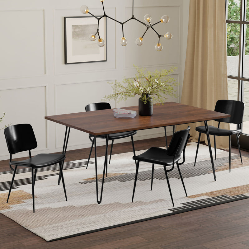 Simpli-Home Hunter square tabletop dining table with wooden finish, ideal for modern dining rooms.