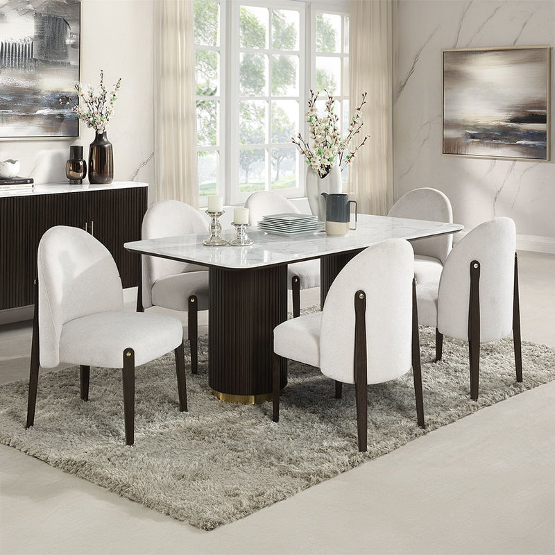 Clayten - Dining Table With Marble Top - White Natural Marble Top & Espresso - R&R Furniture Gallery (Fountain Valley, CA)