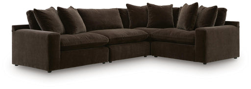 Benchcraft Maxton Heights stationary sectional sofa with plush cushions and modern design, shown in a cozy living room setting.