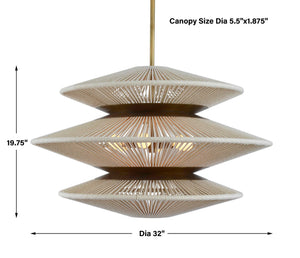 String Trio - 6 Light Pendant - Brass / White