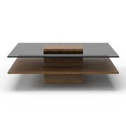 Clarion - Modern Walnut & Grey Glass Coffee Table