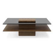 Clarion - Modern Walnut & Grey Glass Coffee Table — view 5