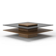 Clarion - Modern Walnut & Grey Glass Coffee Table — view 2