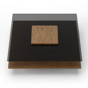 Clarion - Modern Walnut & Grey Glass Coffee Table — view 3
