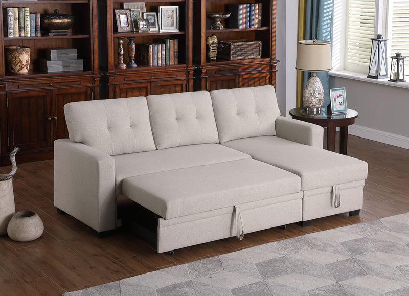 Upholstered Pull Out Sectional Sofa With Chaise - R&R Furniture Gallery (Fountain Valley, CA)