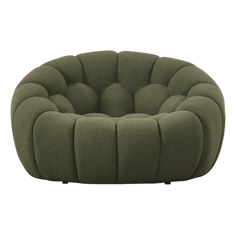 Yolonda - Modern Curved Green Fabric Chair — view 2