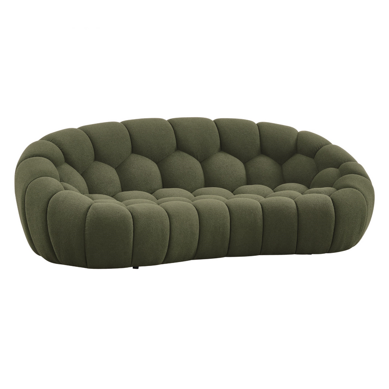 Yolonda - Modern Curved Green Fabric Loveseat — view 4