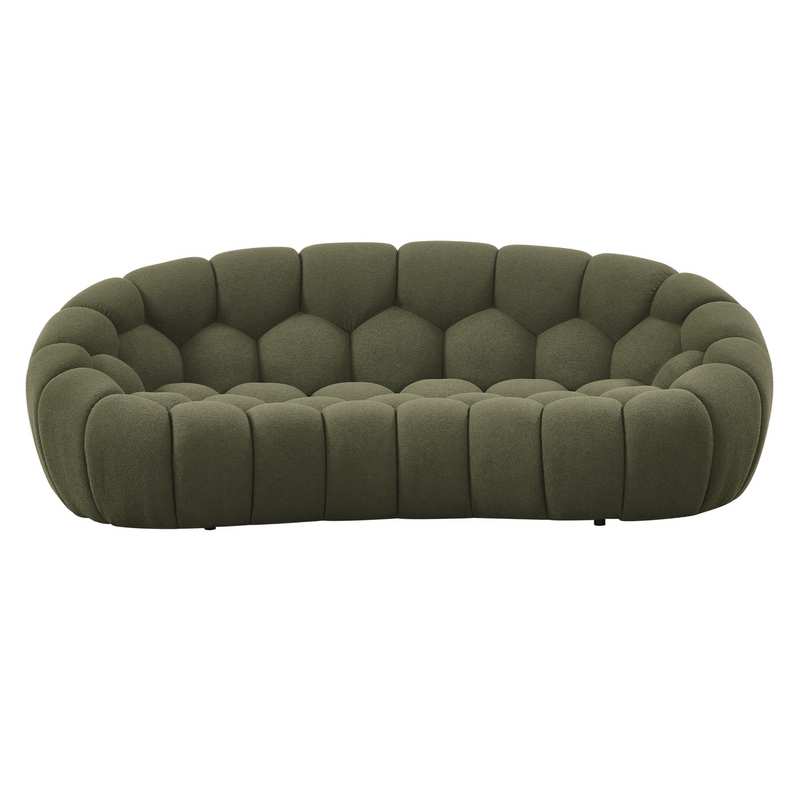 Yolonda - Modern Curved Green Fabric Loveseat — view 3