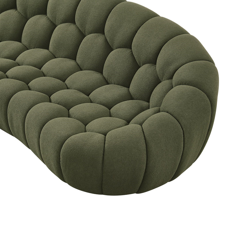 Yolonda - Modern Curved Green Fabric Sofa — view 2
