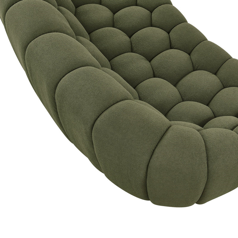 Yolonda - Modern Curved Green Fabric Sofa — view 3