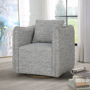 Uttermost Corben swivel chair with upholstered seat and back, featuring modern design and sleek metal legs.