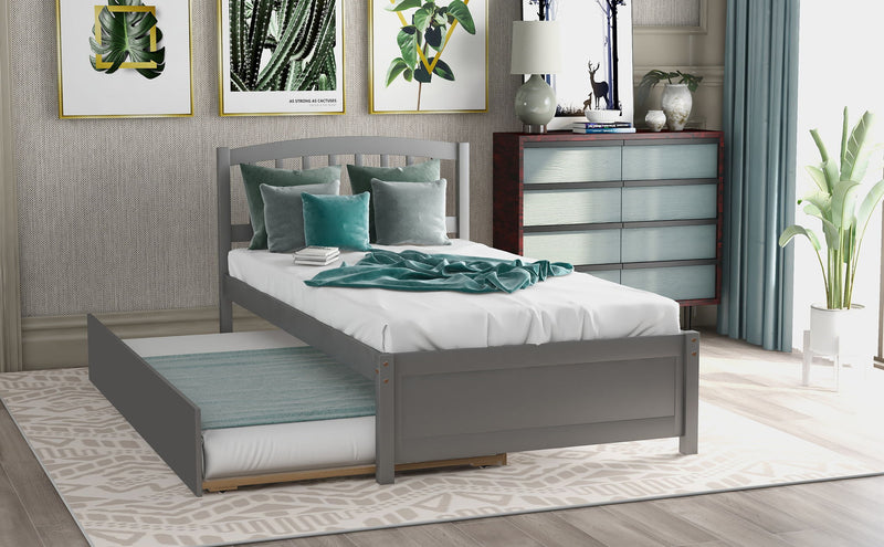 Platform Bed Wood Bed Frame With Trundle - R&R Furniture Gallery (Fountain Valley, CA)