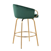 Pair of Lumi Source Claire contemporary and glam counter stools with sleek design and metallic finish, set of two.
