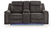 Brysonview - Double Reclining Loveseat With Console - Charcoal - R&R Furniture Gallery (Fountain Valley, CA)